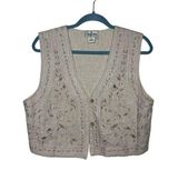 Vintage Linen Oatmeal Needlepoint Vest M Tan Size M Photo 0