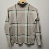 Tahari  Sz Small Pullover Knit Sweater Windowpane Weave High Neck Drop Shoulder Photo 0