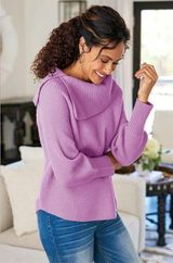 Soft Surroundings  Tatiana Cowl Neck Cashmere Sweater Purple Photo 0