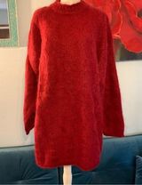Esprit Vintage  Wool Mohair Ivory Cable-Knitted Sweater L Large Red Photo 0