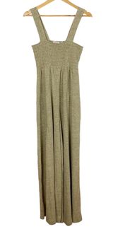 Beach Homecoming Jumper Linen Blend Smocked Wide Leg Jumpsuit Small Photo 0