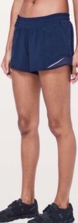 Lululemon Size 2 Hotty Hot Short II Long 4" Navy Blue Photo 0
