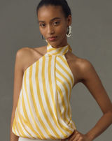 Anthropologie Maeve Yellow Halter Scarf Bubble-Hem Tank Photo 0