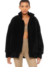 Alo Yoga Black Fuzzy Zip Up Photo 0