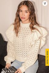 Lulus White Knit Ruffled Sweater Photo 0