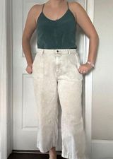 Universal Thread Cream High Rise Cropped Wide Leg Pants Casual 14 12 Denim Jeans Photo 0