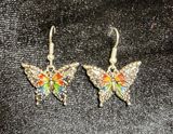 Rainbow Butterfly dangle earrings Silver Photo 0