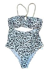 Aerie Womens High-Waist Leopard Print Swimsuit Cut-Out Bandeau‎ Top Size XL NWT Photo 0