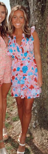 On The Ruffle Floral Mini Dress Photo 0