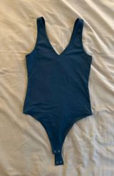 Dark Teal Seamless Vneck Bodysuit Photo 0