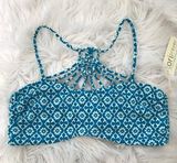 Tori Praver Seafoam Teal Blue Moroccan Boho Macrame Bikini Swim Top New S XL new Photo 0