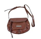 Nine West Faux Brown Leather Zipper Flappy Adjustable Crossbody Purse 90s Y2K Photo 0