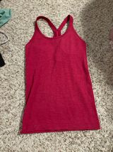 pink ribbed razor back tank with built in bra Photo 0