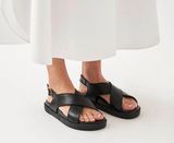 ALOHAS NICO BLACK LEATHER SANDALS Photo 0