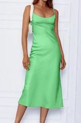 NWT Green Satin Maxi Dress Photo 0