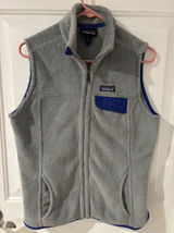 Patagonia Fleece Vest Re Tool Women's Size Large Gray Blue Trim Full Zip Pockets Photo 0