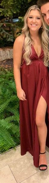 Satin Maxi Dress Red Size XS Photo 0