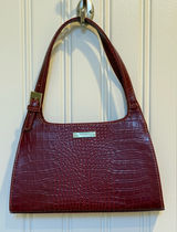 Liz Claiborne Women's Bag Purse Handbag Red Patent Crocodile Leather Photo 0