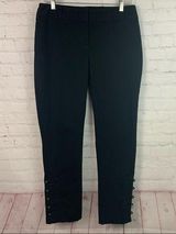 INC  black ankle button cropped black pants Size 6 cotton spandex Photo 0