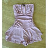 Windsor  - Sunday Brunch Strapless Ruffle Romper in Pink & Black Photo 0