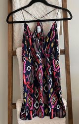 MISA Los Angeles navy blue & multicolored print racer back mini dress Photo 0