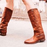 Frye Melissa 2 Button Cognac Boots Sz 6 Equestrian Pull On Riding Western EUC Photo 0