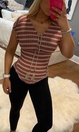 We The Free Red And Tan Striped Shirt Photo 0