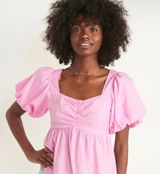 Puff Sleeve Top Pink Photo 0