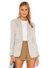 [1.State] Heather Grey Woodland Plaid One Button Blazer Jacket Work NWT Size 14 Photo 0