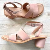 Lucky Brand  Pemal Leather Block Heel Ankle Strap Sandal | Dusty Pink 7.5 Photo 0
