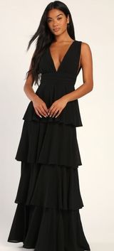 LULU’S Amazing Evening Black Tiered Maxi Dress Photo 0
