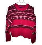 Scotch & Soda Cable Knit Fair Isle Sweater Cosmic Pink Red Alpaca Wool Blend Med Photo 0