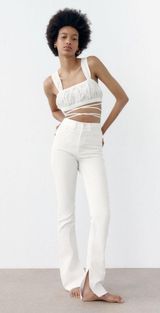 ZARA Slim Flare High-Rise Jeans - White Photo 0