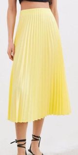 ZARA Pleated Yellow Midi Skirt Photo 0