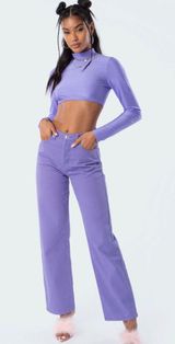 Edikted purple wide leg jeans Photo 0