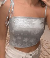 SheIn Light Blue Tie Top Photo 0