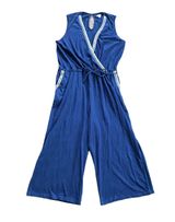 Women’s XL Blue Sleeveless Surplice Wide Leg Drawstring Waist Jumpsuit Photo 0
