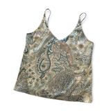 Bishop and Young  Cream Boho Paisley Print Silky V-Neck Tank Top Small Photo 0
