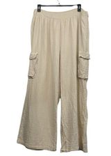 Aerie Women's Cream Pull on Cargo Pants wide leg relaxed fit size XL fits 1X Photo 0