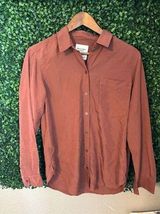Abercrombie and Fitch Rust Brown Satin Button Up Blouse Size Small Photo 0
