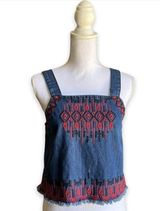 Blank NYC Embroidered Denim Top- Size M Photo 0