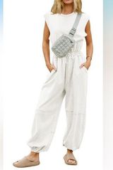 Amazon Women’s Boho White/Cream Jumpsuit Size Medium Photo 0