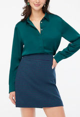 J. Crew Green Drapey Satin‎ Button Up Top Photo 0