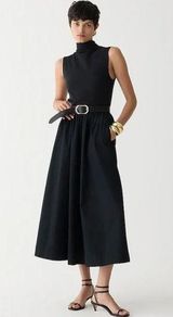 J.Crew Fitted Knit Mockneck Dress with Poplin Skirt Mixty Black Size Medium NWT Photo 0