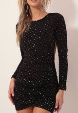 Lucy in the Sky Josie Twinkling Open Back Dress In Black Photo 0