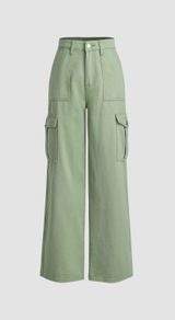 Cider  solid cargo jeans sage green high rise Photo 0