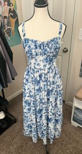 Blue Floral Maxi Dress Size S Tall Photo 0