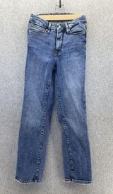 Good American Women's Blue Denim Jeans Distressed Straight Size 0 Cotton Photo 0