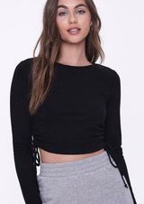 Forever 21 Black Side Tie Long sleeve Top Photo 0