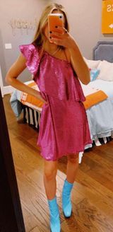 TCEC NWT One Shoulder Pink Sequin Dress Photo 0